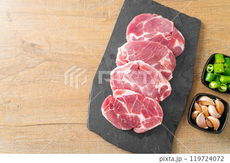 fresh pork neck raw or collar pork 119724072