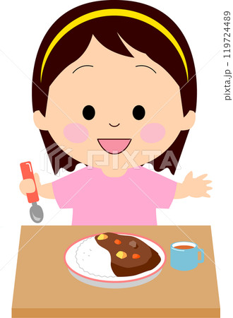 カレーを食べる女の子 カレーを食べる女の子 119724489