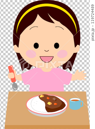 カレーを食べる女の子 カレーを食べる女の子 119724489