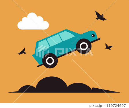 Tipping Point The car with square wheels is visually tilted to one side as if its about to tip over due to the awkward design of its wheels. The ground below is uneven with. Tipping Point The car with square wheels is visually tilted to one side as if its about to tip over due to the awkward design of its wheels. The ground below is uneven with. 119724697