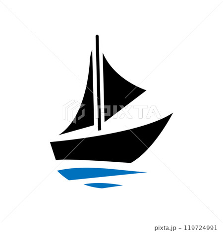 Sailing boat icon logo design template isolated illustration 119724991