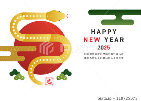 巳年年賀状はがきテンプレート 横向き 巳年年賀状はがきテンプレート 横向き 119725075