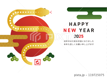巳年年賀状はがきテンプレート 横向き 巳年年賀状はがきテンプレート 横向き 119725075