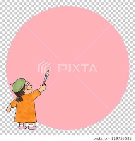 Girl holding a brush Copy space (pink) Girl holding a brush Copy space (pink) 119725538