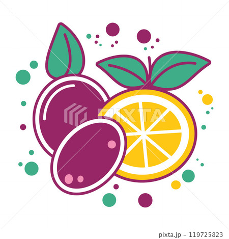 Colorful Fresh Tropical Fruits of Orange Lemon Citrus Healthy Food 119725823