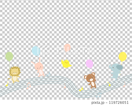 懸掛在氣球上的動物插圖 119726051