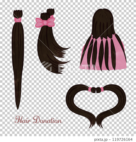 Hair donation illustration set in various colors C Hair donation illustration set in various colors C 119726164