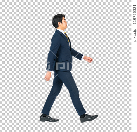 PNG行走的年輕男性商務人士-透明背景的全身照片，手工精確剪裁 119726321