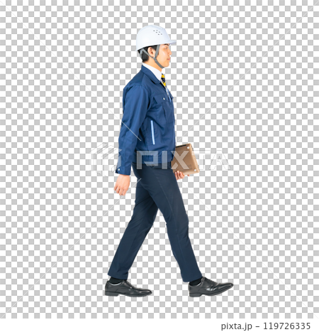 歩く男性作業員 手作業で精密に切り抜いた背景透過全身写真PNG 歩く男性作業員 手作業で精密に切り抜いた背景透過全身写真PNG 119726335
