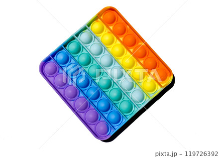 Sensory anti stress toy Pop it Fidget Toy Colorful, on white background. Copy space	 119726392