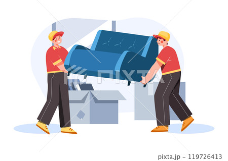 Movers Picking Up a Sofa 119726413