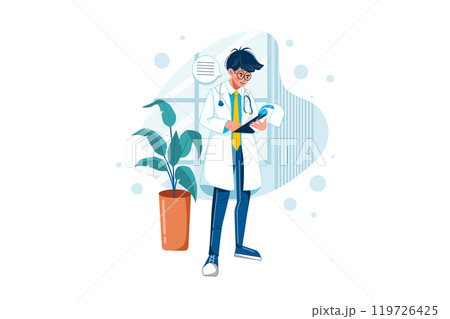 Doctor reading medical report 119726425