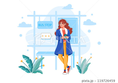 Girl waiting for the bus 119726459
