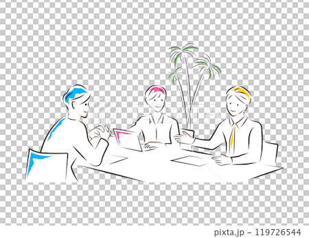 Illustration of business people having a team meeting 119726544