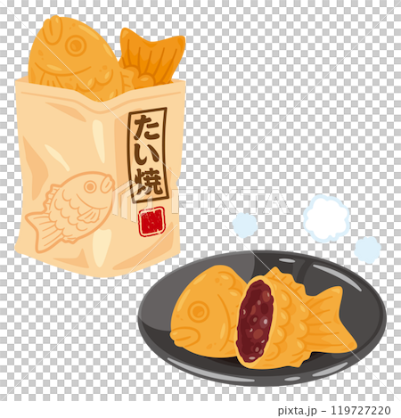 鯛魚燒裝在紙袋中 鯛魚燒裝在紙袋中 119727220