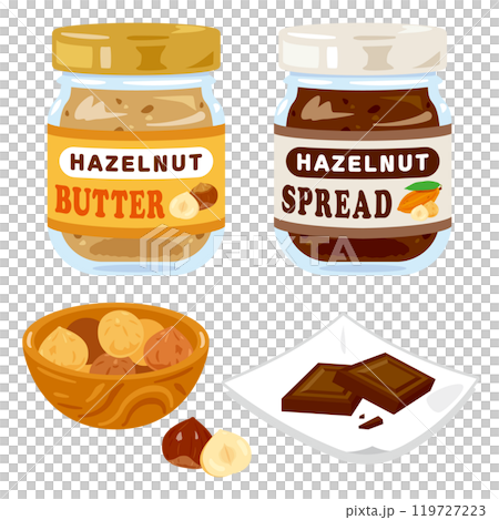 一罐榛果醬和一罐榛果巧克力醬 119727223