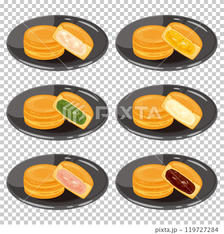 A set of various Imagawayaki on a plate 119727284
