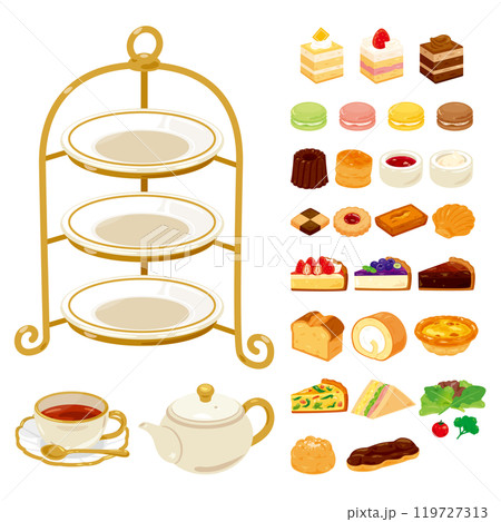 アフタヌーンティースタンドと軽食セット 119727313