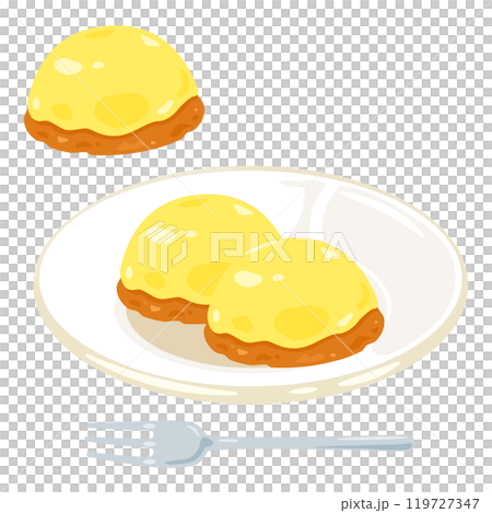 皿に盛られたレモンケーキセット 皿に盛られたレモンケーキセット 119727347