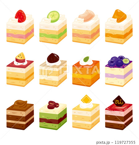 小さな四角いケーキセット 119727355