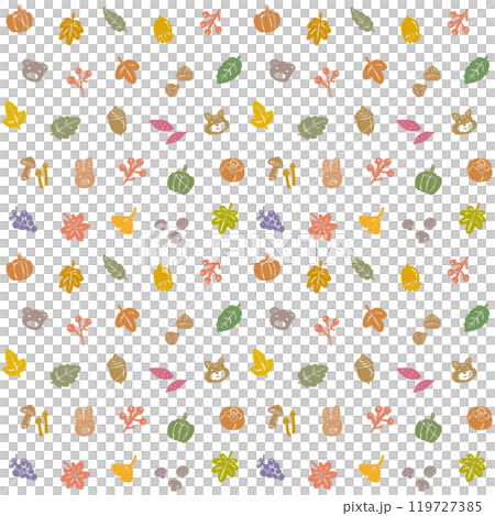 カラフルな秋のアイコンの背景素材 119727385