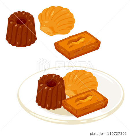 皿に盛られた焼き菓子セット 119727393