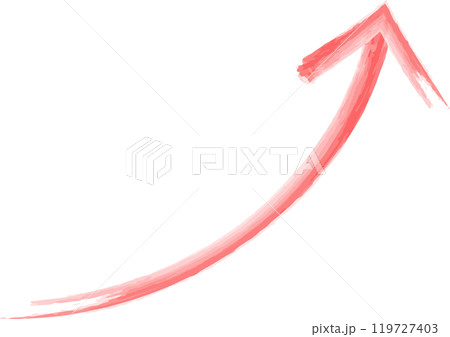 右肩上がりの赤色矢印イラスト 119727403