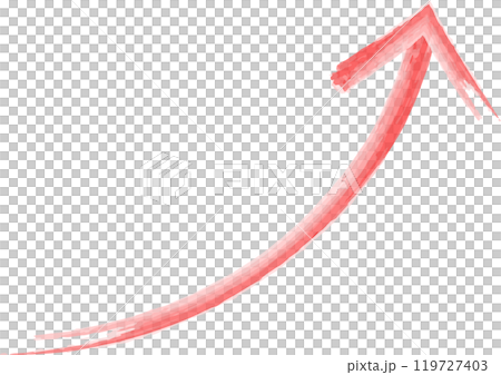 右肩上がりの赤色矢印イラスト 119727403