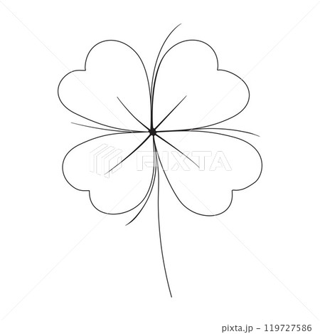 clover leaf flora doodle hand drawn sketch line art flower leaves 119727586