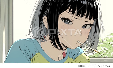 口をとがらせて不機嫌そうな顔をしている若い女性