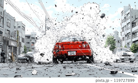 街中での自動車事故