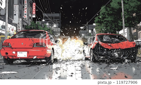 街中での自動車事故