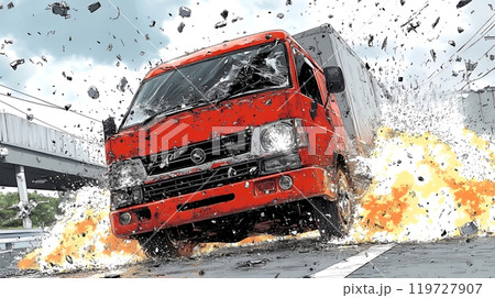 街中での自動車事故