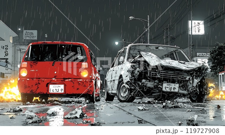 街中での自動車事故