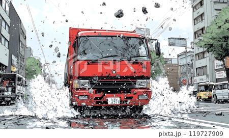 街中での自動車事故
