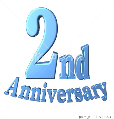 3DCG文字「2nd Anniversary/2周年」ブルー,青 119728003