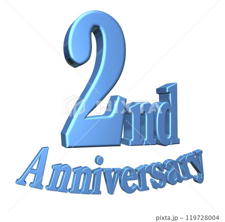 3DCG文字「2nd Anniversary/2周年」ブルー,青 119728004