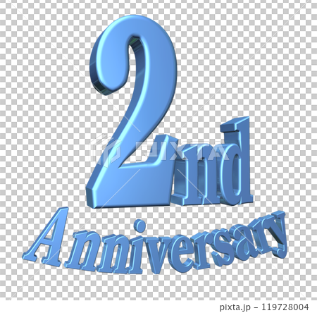 3DCG文字「2nd Anniversary/2周年」ブルー,青 119728004