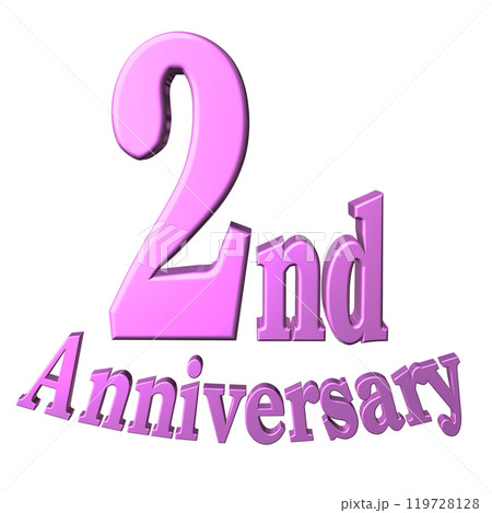 3DCG文字「2nd Anniversary/2周年」パープル,紫,ピンク 3DCG文字「2nd Anniversary/2周年」パープル,紫,ピンク 119728128
