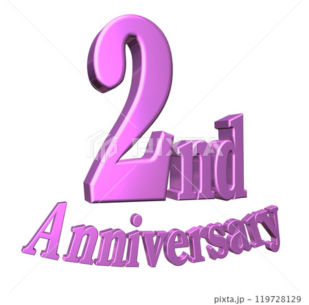 3DCG文字「2nd Anniversary/2周年」パープル,紫,ピンク 119728129