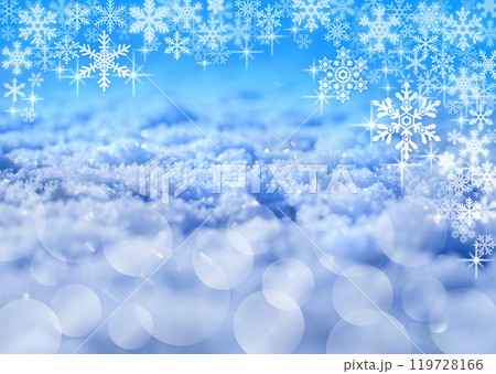 雪の写真とイラストを合成した背景素材 119728166
