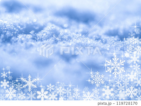 雪の写真とイラストを合成した背景素材 雪の写真とイラストを合成した背景素材 119728170