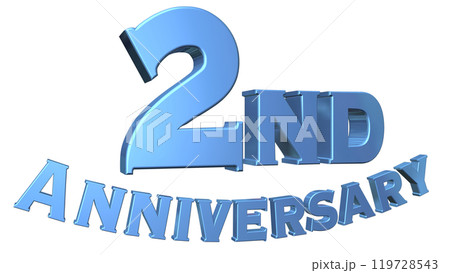 3DCG文字「2nd Anniversary/2周年」ブルー,青 119728543