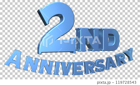 3DCG文字「2nd Anniversary/2周年」ブルー,青 119728543