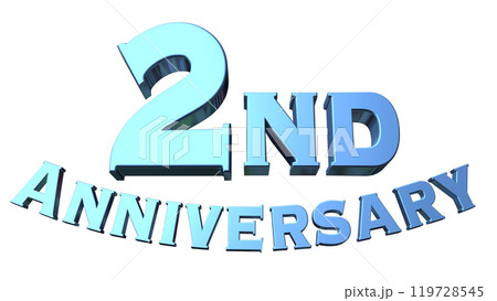 3DCG文字「2nd Anniversary/2周年」ブルー,青 119728545
