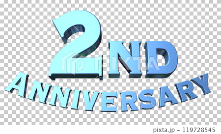 3DCG文字「2nd Anniversary/2周年」ブルー,青 119728545