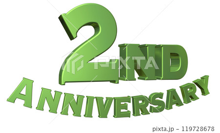 3DCG文字「2nd Anniversary/2周年」グリーン,緑 3DCG文字「2nd Anniversary/2周年」グリーン,緑 119728678