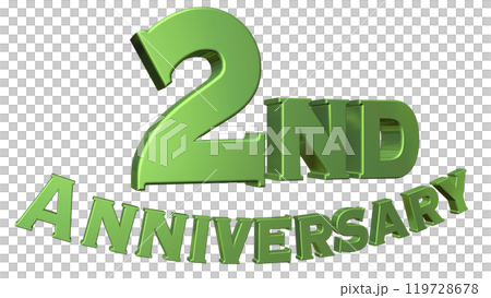 3DCG文字「2nd Anniversary/2周年」グリーン,緑 3DCG文字「2nd Anniversary/2周年」グリーン,緑 119728678