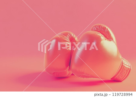Two boxing gloves are on a pink background 119728994