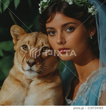 Woman as a wild beast. 119729385